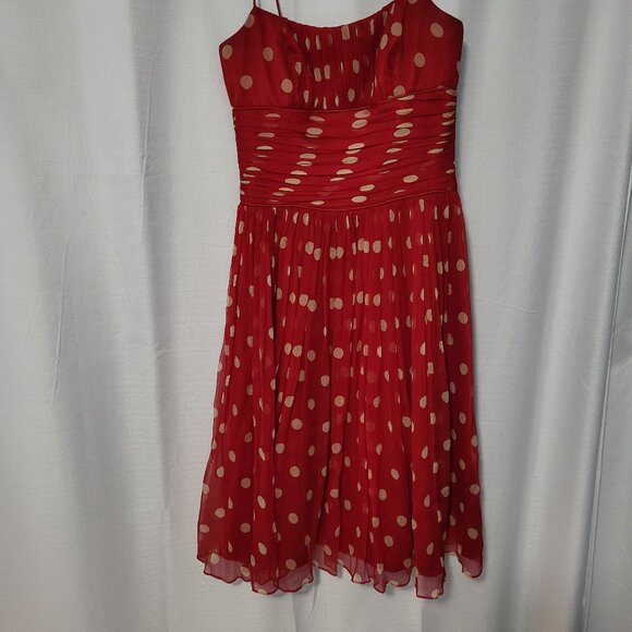 SANDRA ANGELOZZI - dress red fit and flare 100% silk size 30 (US 00) - Picture 1 of 8